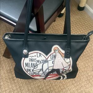 Brighton Black Tote with Graphic Design
